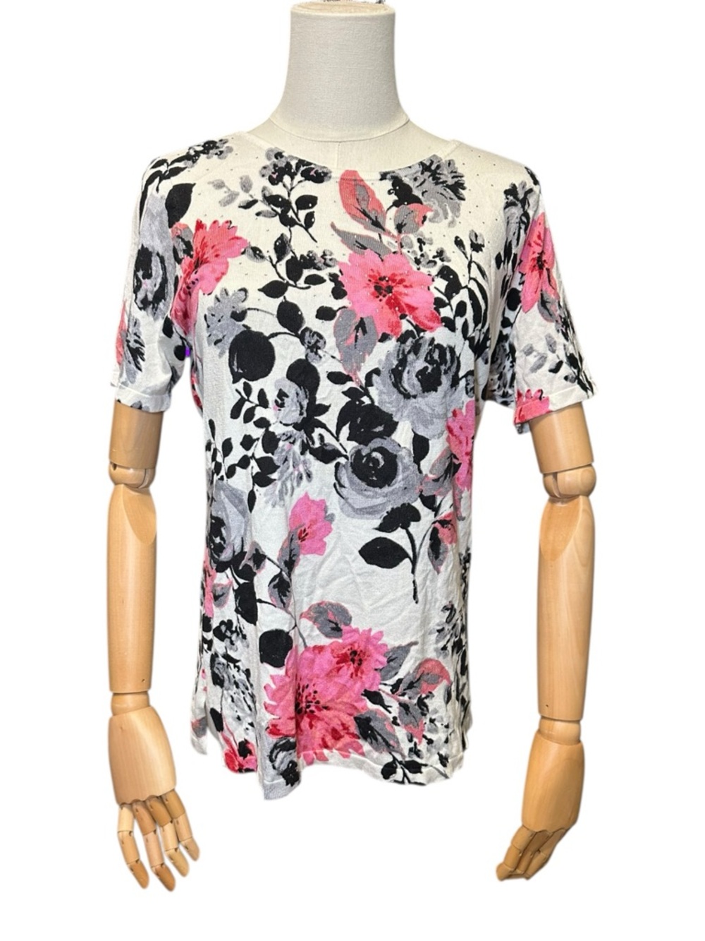 Cathy Daniels Floral Knit Top NWT - Picture 2 of 6